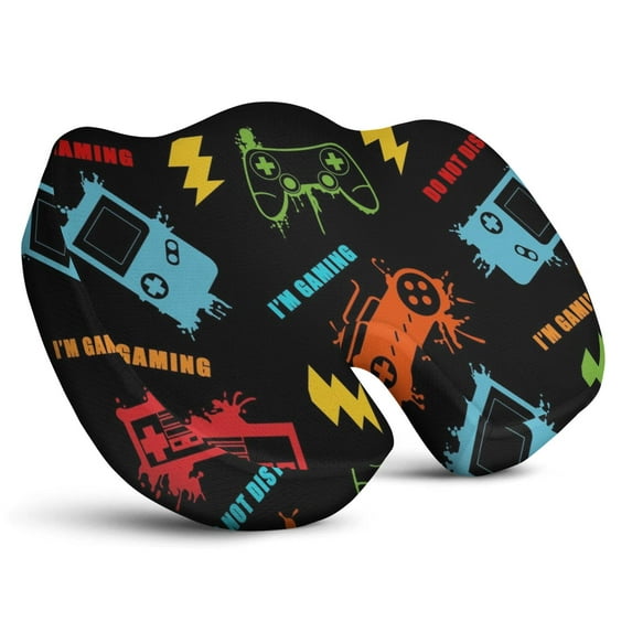 Premium Gaming Pattern Memory Foam Seat Cushion Ergonomic Chair Pad for Office Chair, Car, Airplane & Bleachers Sciatica, Tailbone Hip & Back Pain Relief - Chair Cushion for Long Office Workers.