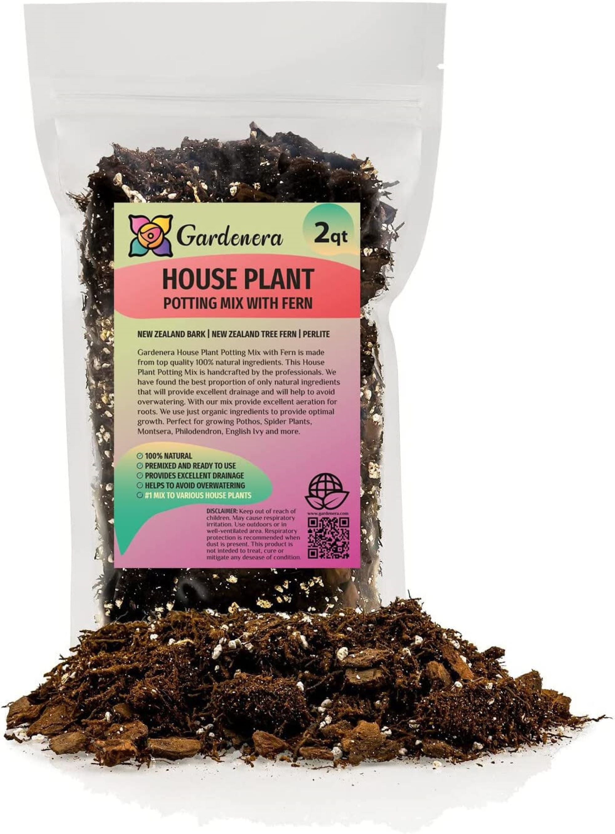 Premium Gardenera House Plant Potting Mix Fern + New Zealand Bark + Perlite Great for Pothos