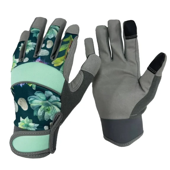 Premium Gardening Gloves Touch Screen Breathable Grey Med Twilight Bloom - 1 Pair