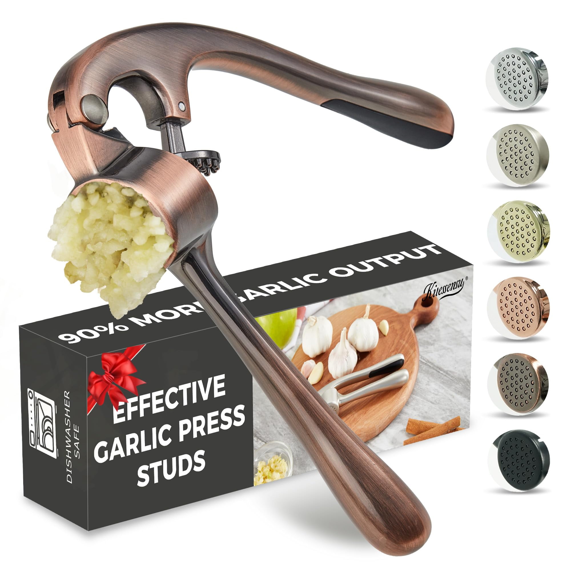 Premium Garlic Press, Professional Garlic Mincer, Easy to Squeeze and Clean, Rust Proof & Dishwasher Safe, Efficient Ginger Crusher - Antique Copper - Walmart.com