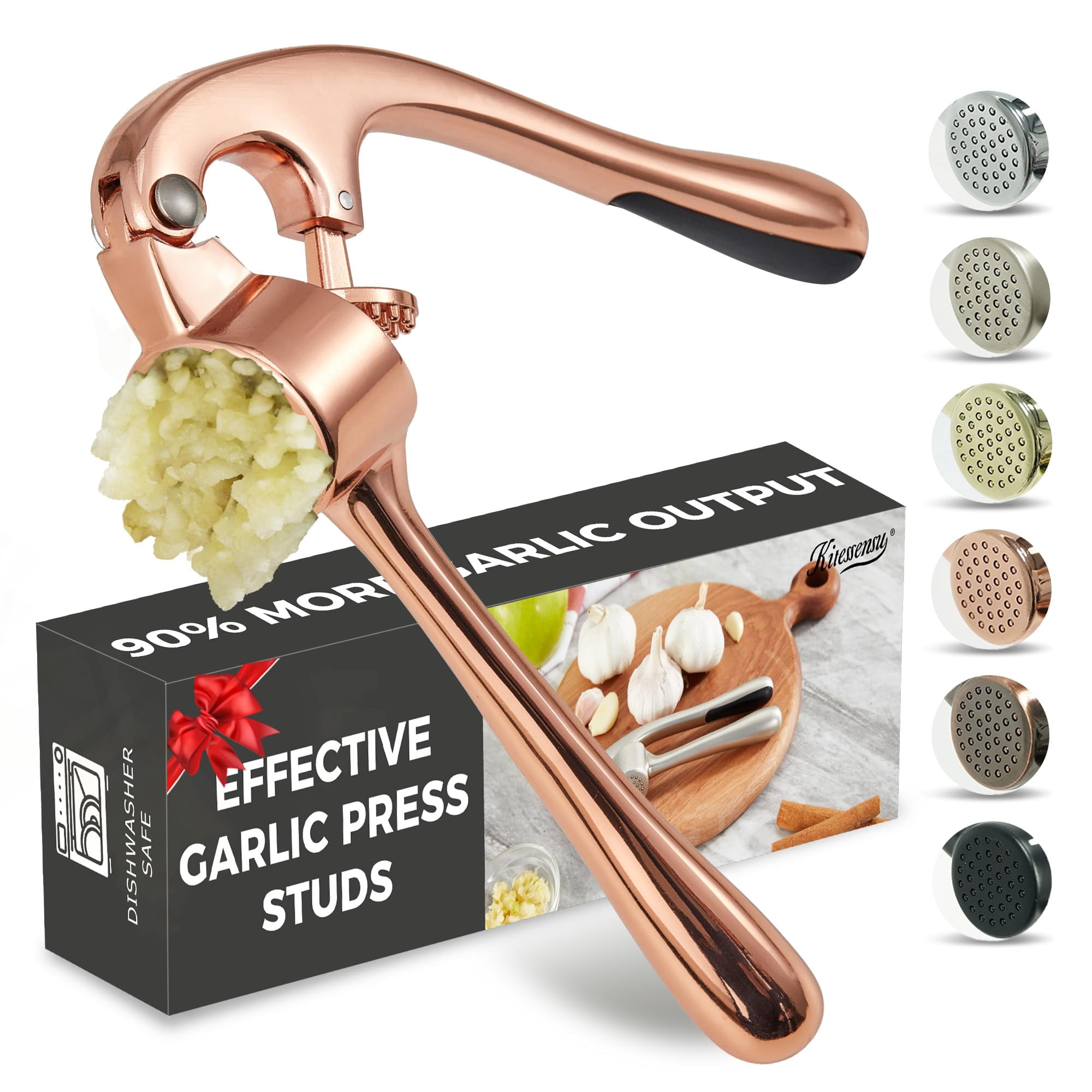 Presse-Ail Professionnel HOTLIKE 3 En 1 - Avec Éplucheur Et Brosse, Hachoir Ail Et Noix (Vert)