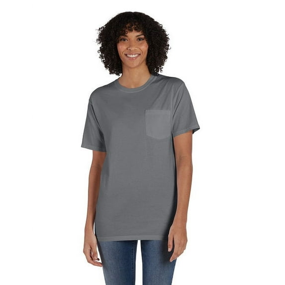 Unisex Garment-Dyed T-Shirt with Pocket - CONCRETE - L