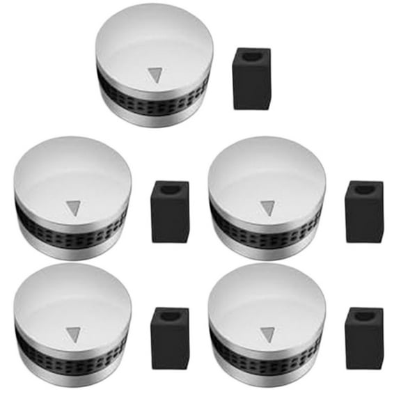 Premium Gas Grill Control Knobs Replacement 5 Pack - Universal Fit for BBQ Grills with D-Shaped Valve Stem, Chrome Plated Plastic with Nonslip Silicone Ring, No Tools Required