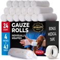 Premium Gauze Rolls 24 pack 4" x 4.1yd Individually Wrapped + Bonus