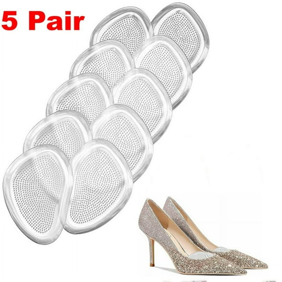 Premium Gel Ball of Foot Cushions,Reusable Clear Gel Metatarsal Pads,Foot Pain Relief,5 Pair