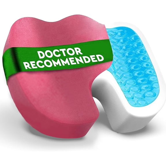 Premium Gel & Memory Foam Seat Cushion, Cool and support Office Chair Cushion, Car Seat Cushion, Chair Cushions for Back & Sciatica Pain Relief (Pink)