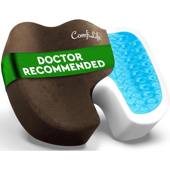 Premium Gel & Memory Foam Seat Cushion Doctor Recommended Office Chair Cushion, Car Seat Cushion Chair Cushions for Back & Sciatica Pain Relief Seat Cushions for Office & Desk (Brown)