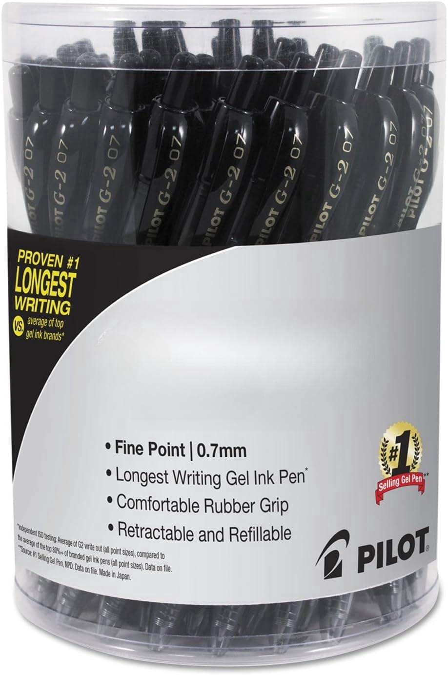 Premium Gel Roller Pen, Retractable and Refillable, Fine Point 0.7 mm, Black Ink, 36 Count : Office Products