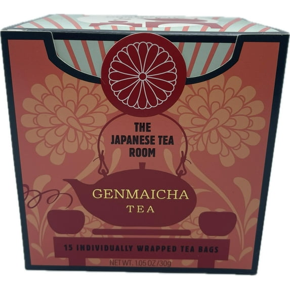 Premium Genmaicha Sencha Green Tea - 15 Pyramid Tea Bags, Individually Wrapped, Smooth Roasted Brown Rice Flavor, 30g Total - Authentic Japanese Blend