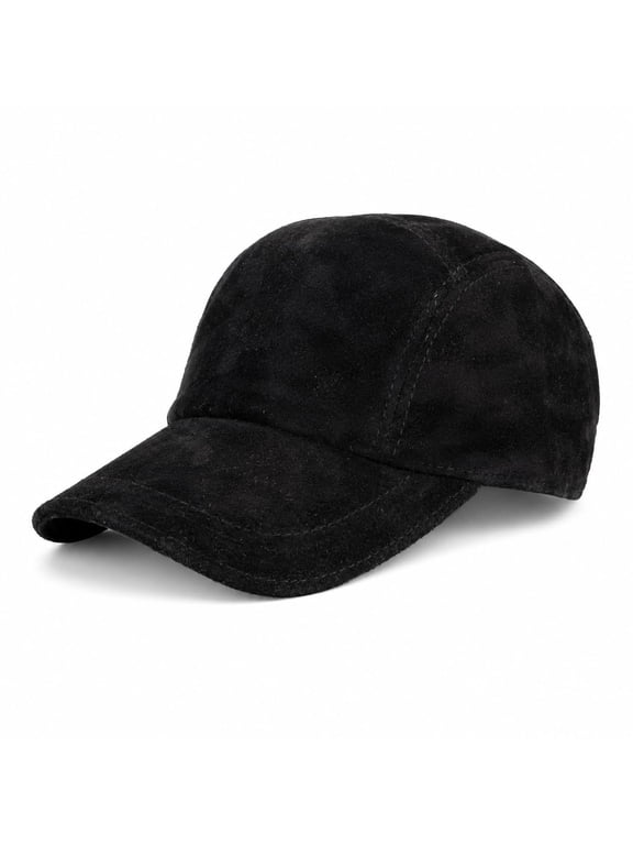 Premium Genuine Italian Suede Leather Baseball Cap for Women & Men Handmade Soft Lambskin Suede Cap, Adjustable Hook & Loop Closure, Lightweight Luxury Casual Hat for All Seasons (Black)