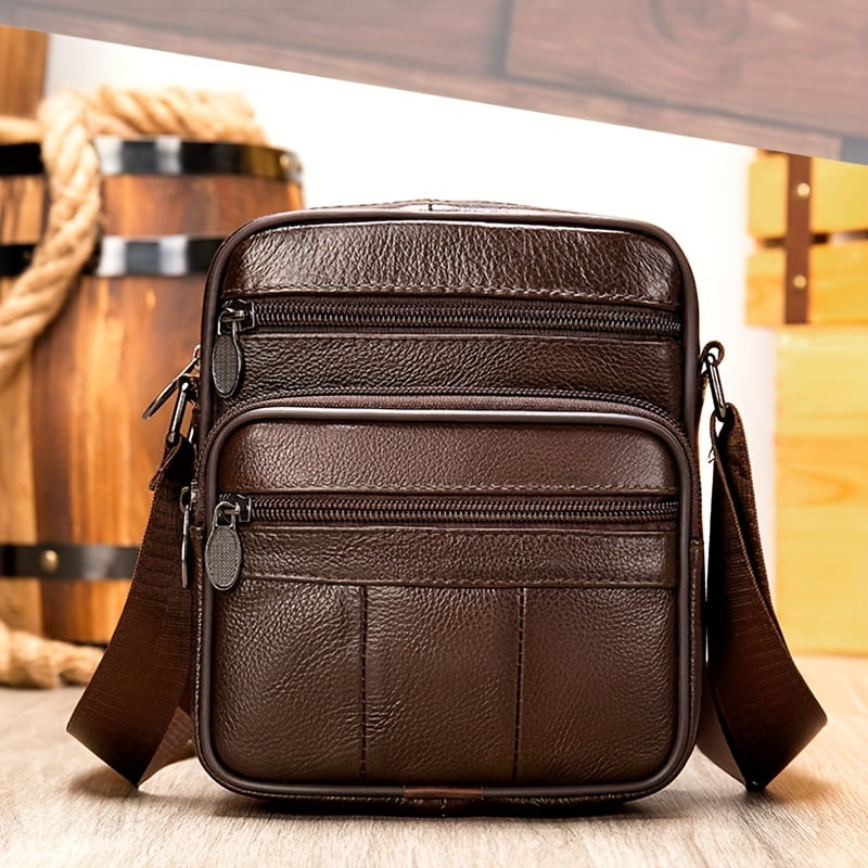 Premium Genuine Leather Crossbody Chest Bag: Perfect for Work & Travel ...