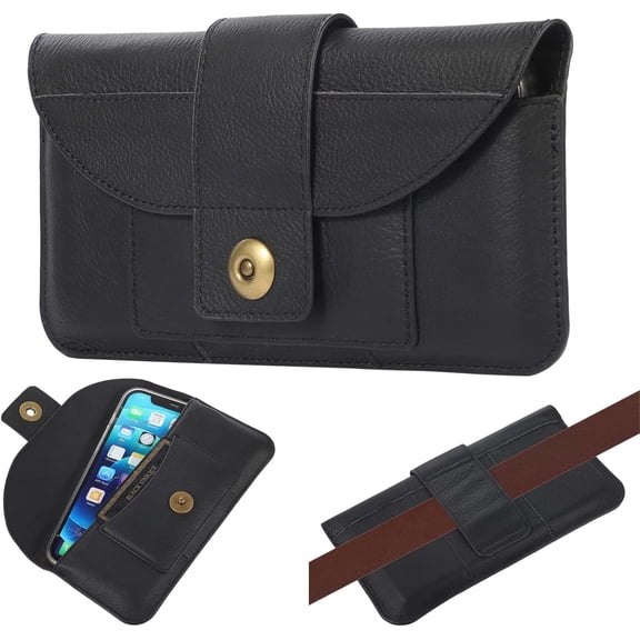 Premium Genuine Leather Phone Holster for iPhone 13 Pro Max, 12 Pro Max, Cell Phone Holster Pouch Holder Case W Belt Loop for Samsung S22 Ultra,S20 FE,S21 Ultra 5G,S21+,Note20 Ultra