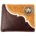 thumbnail image 1 of Premium Genuine Leather Tooled Men's Short Bifold Wallet, premium cowboy wallets, 1 of 1