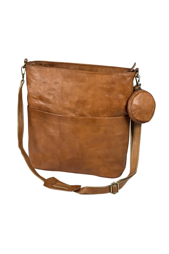 Genuine Leather Tote Crossbody Bag for Women with Coin Pouch, Handmade Shoulder Handbag, Stylish Vintage Purse for Daily Travel Use Tote beg 14.5 x 13.5