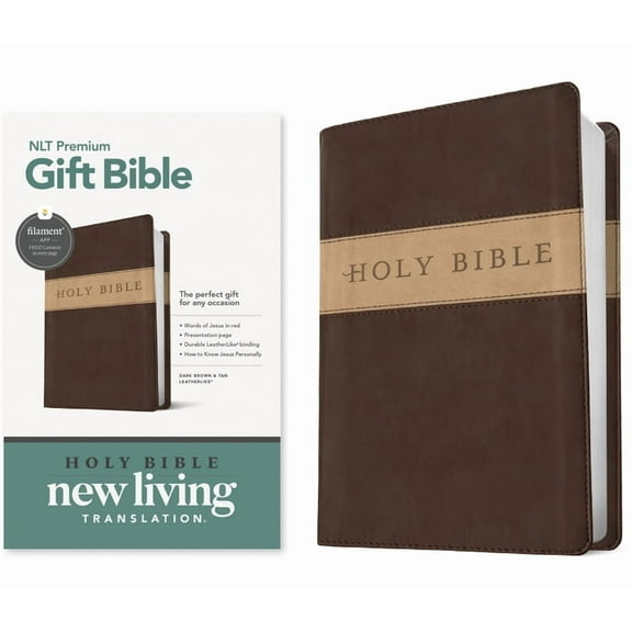 Premium Gift Bible Nlt, Filament Enabled, Tutone (Leatherlike, Dark Brown/Tan, Red Letter), (Hardcover)