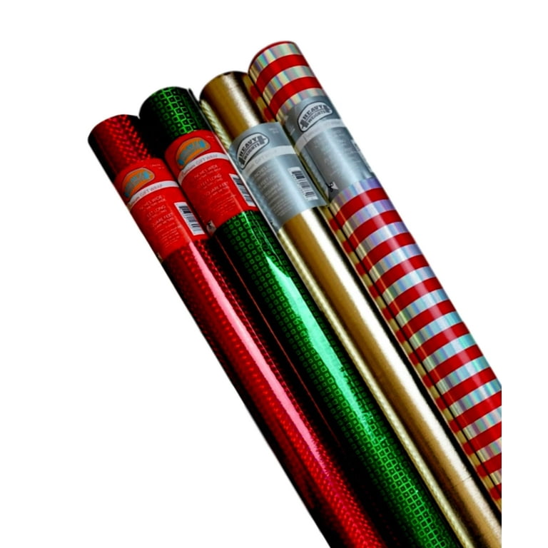 Premium Gift Wrap (4 Rolls, 100 sq ft Total) Heavy Weight Shiny Metallic  Wrapping Paper Colors Vary