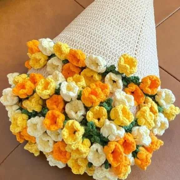 Premium Gift-Wrapped Throw - Ready-to-Give Crochet Rose Blanket with Greeting Card
