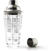 Premium Glass Bottom Cocktail Shaker with Stainless Steel Top - Professional Quality, Built-in Recipes, Perfect Size, Unique Gift, Hand Wash Jigger