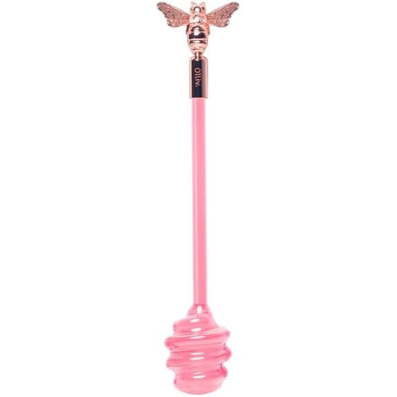 Premium Glass Honey Dipper with Ergonomic Handle - Shatter-Resistant, Easy to Clean, Decorative & Functional Kitchen Accessory (Pink)