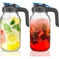 Premium Glass Sun Tea Pitcher 2 Pack 64 oz Airtight Lid BPA Free