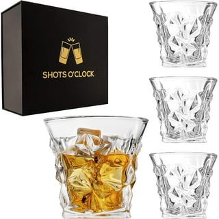 LUXU Whiskey Glasses(Set of 4)-11 oz sculpted Scotch Glass,Old Fashioned  Glasses,Crystal Bourbon Rock Glasses,Large Bar Glasses,Unique Glassware