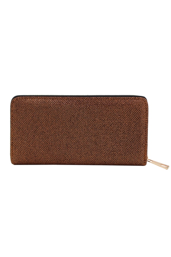 Premium Glitter Fabric Bling Continental Zip Around Wallet