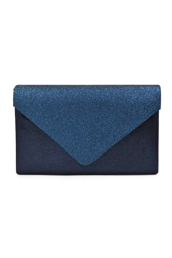 Premium Glitter Front PU Leather Envelope Flap Clutch Evening Bag