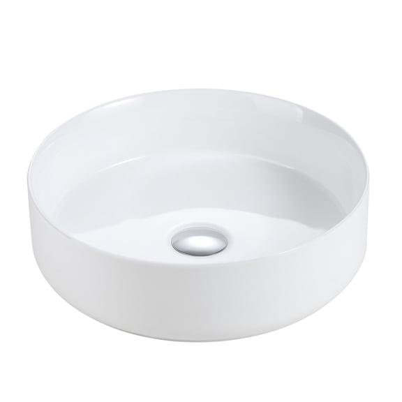 Premium Glossy White Ceramic Basin - Durable Kitchen/Bathroom Sink with Heat & Stain Resistance - Easy Clean Surface, Scratch-Resistant Design, Drain Not Included