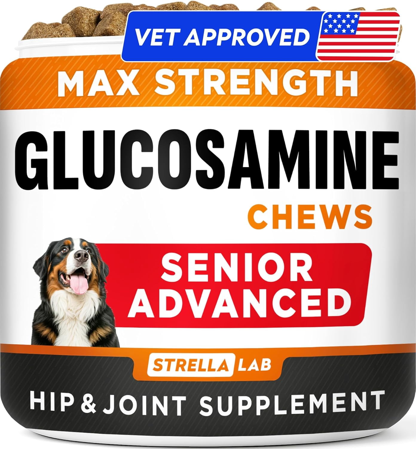 Premium Glucosamine Chews for Dogs - Hip and Joint Chews for Dogs with Chondroitin, MSM & Omega-3 Fish Oil - Dog Supplement for Joint Pain Relief - Bacon Flavor - 120 Count - made in USA