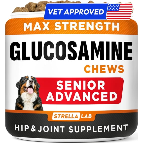 Premium Glucosamine Chews for Dogs - Hip and Joint Chews for Dogs with Chondroitin, MSM & Omega-3 Fish Oil - Dog Supplement for Joint Pain Relief - Bacon Flavor - 120 Count - made in USA