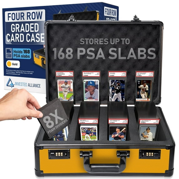 Premium Gold 4 Row PSA Slab Case For Graded Cards | PSA Graded Card Storage Box, Graded Card Case, PSA Card Holder, PSA Case, PSA Card Case, Card Slab Cases, Graded Card Box, Sports PSA Card Storage