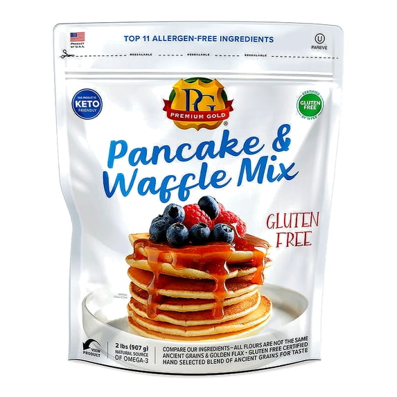 Premium Gold Debbie Kay's Kitchen Gluten-Free Pancake and Waffle Mix, 32oz.