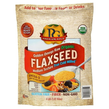 Premium Gold Organic Ground Flax Seed | 4 pounds | Omega 3 | High Fiber Food | Gluten-Free, Non-GMO, Kosher, Whole Milled Flaxseed, Plant-Based Protein