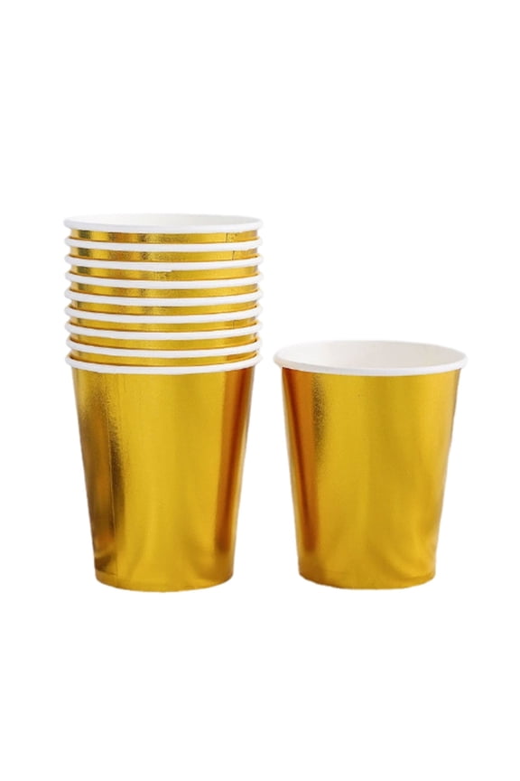 Premium Gold Solid Paper Cups (Pack of 8) Elegant Eco-Friendly Drinkware for Birthdays, Showers & Celebrations