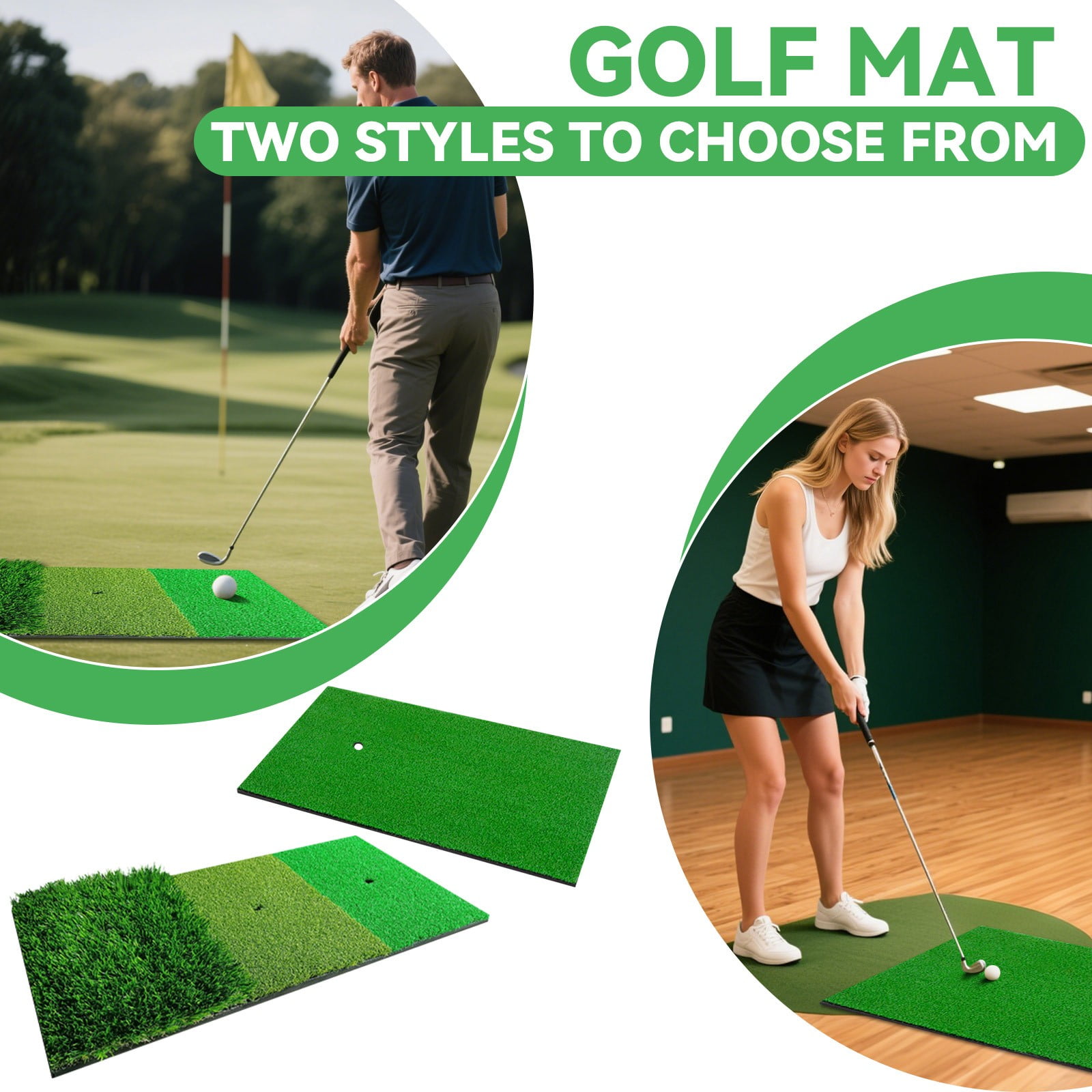 Premium Golf Hitting Mat, 10mm Foam Padding with Rubber Backing Golf Mat, Golf Practice Mat for Indoor and Outdoor Training