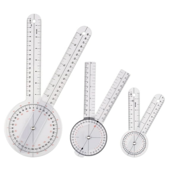 Premium Goniometer Set (3 Pieces), 360 Degree 6", 8", 12" Complete Set, Measuring Tool