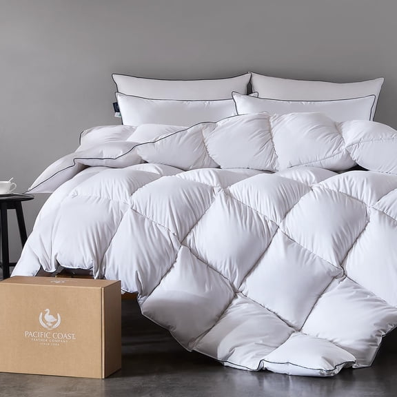 Premium Goose Down Fiber Comforter King Size, 420TC 100% Australian Cotton Shell, -Season Comforter with Hidden Baffle Box & Double-Stitched Piping (106"x90")