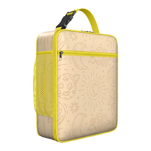 Premium Gothic Constellation Lunch Box Set - Starry Night Pattern with Gold Accents, Insulated Reusable Leakproof Cooler Bag with Strap & Pockets