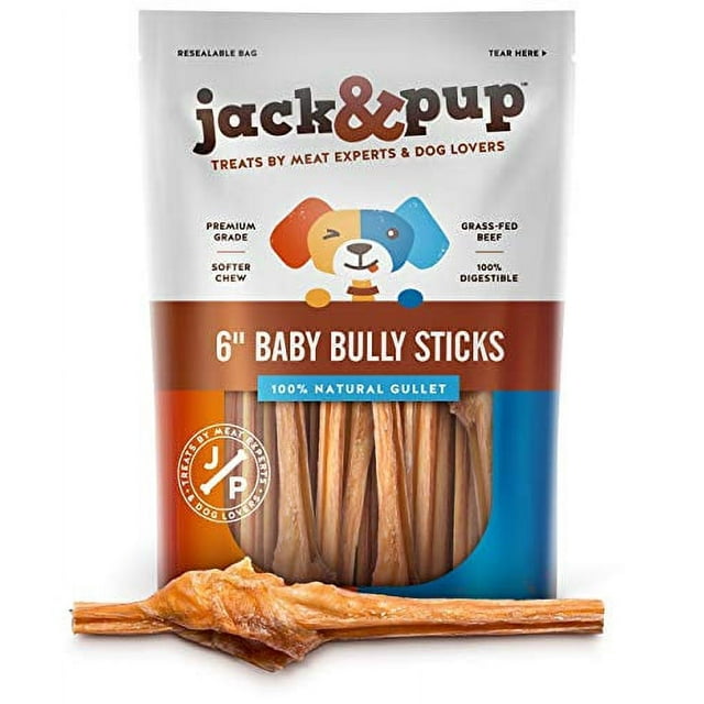 Premium Grade 6" Baby Bully Sticks by Jack&Pup All Natural Beef Bladder