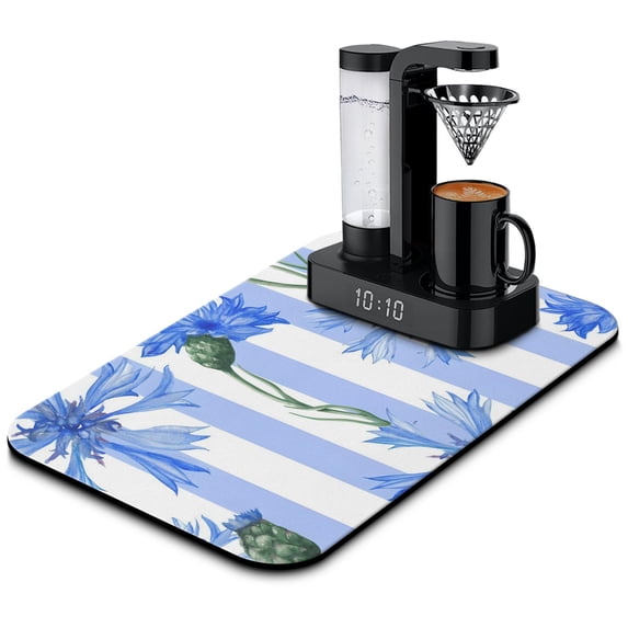 Premium Grade Flower Coffee Drying Mat for Kitchen Absorbent, Reversible Diatom Mud Mat (19.5x12 inch) with Heat Resistance for Safe and Efficient Drying