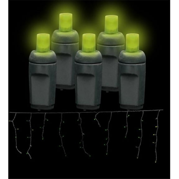 Premium Grade LED Icicle Lights 105 Lime Frost Holiday Lights String with Black Wire 10'