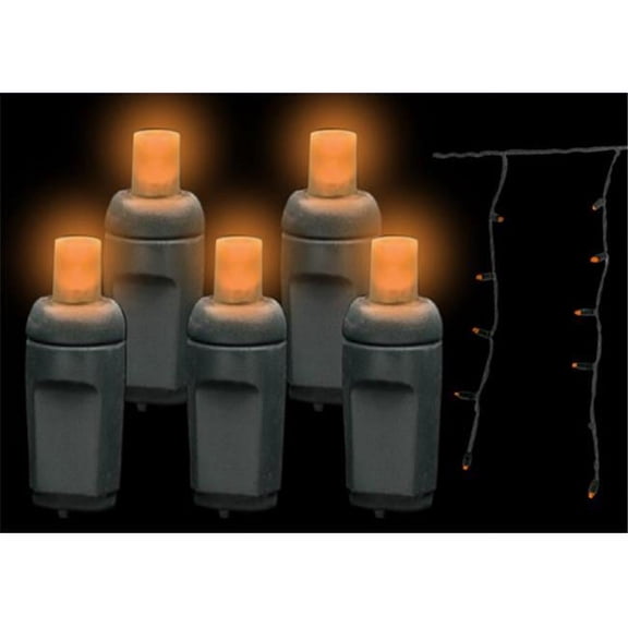 Premium Grade LED Icicle Lights 105 Orange Frost Holiday Lights String with Black Wire Orange Frost