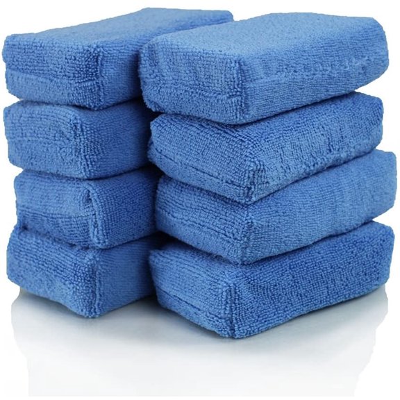 Premium Grade Microfiber Applicator Pads - Ultra-Soft Foam Core, Safe for Sealants, Tire Dressings, Interior and Exterior Detailing, Car, Truck, SUV, RV, Motorcyle Care, 8 Pack