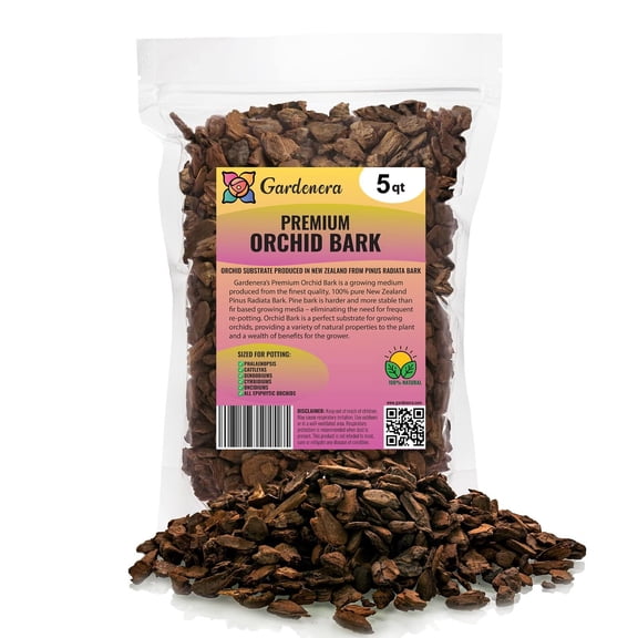 Premium Grade New Zealand Pinus Radiata Bark by Gardenera Labs - Organic Hand Mixed New Zealand Pine Bark for Orchids - Medium Chips 9-12mm - 5 Quart