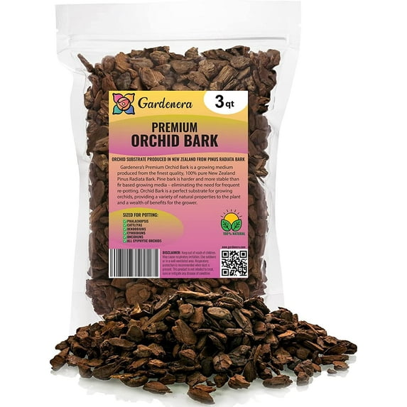 Premium Grade New Zealand Pinus Radiata Bark by Gardenera - Organic Hand Mixed New Zealand Pine Bark for Orchids - Medium Chips 9-12mm - 3 Quart
