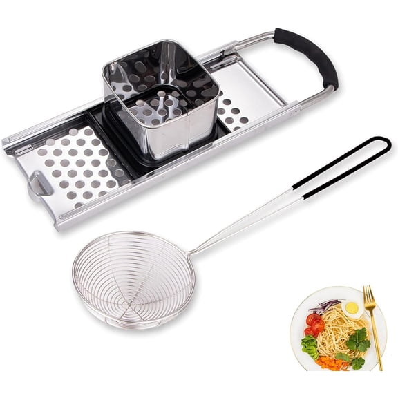 Premium Grade Stainless Steel Spaetzle Maker Widen Plastic Handle with Skimmer Spider Strainer Homemade Egg Noodle Dumpling Perfect Sized for pots and Pans Making Tool
