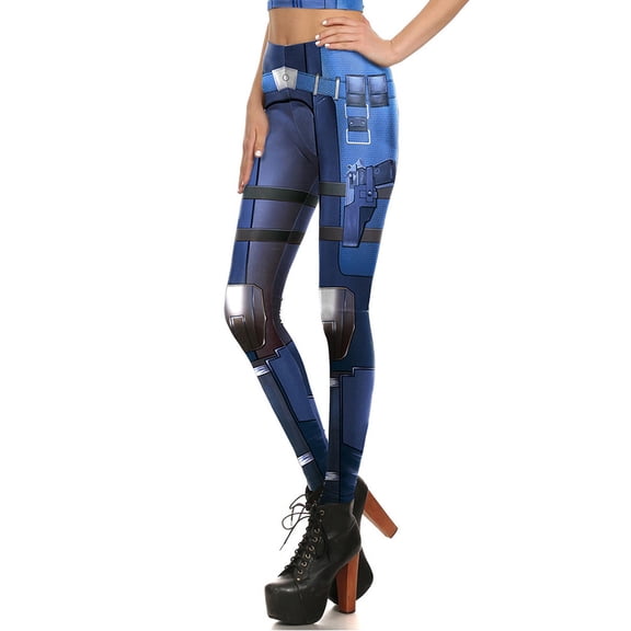 Premium Graphic Blue Cyber Armor Leggings Blue L