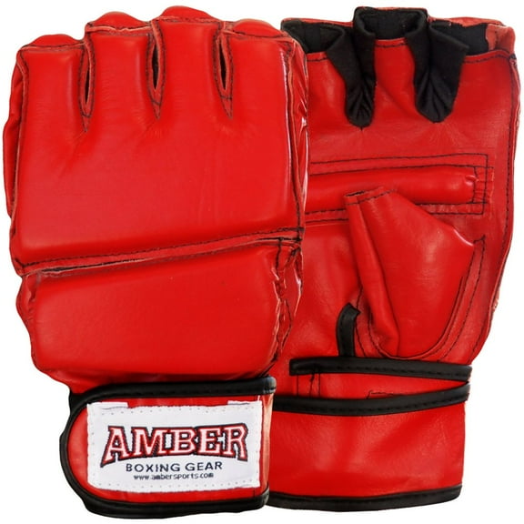 Premium Grappling Gloves for MMA Leather, Enhanced Grip, Excellent Wrist Support, Breathable Comfort - Ideal for Grappling and Clinch Fighting - Red Small
