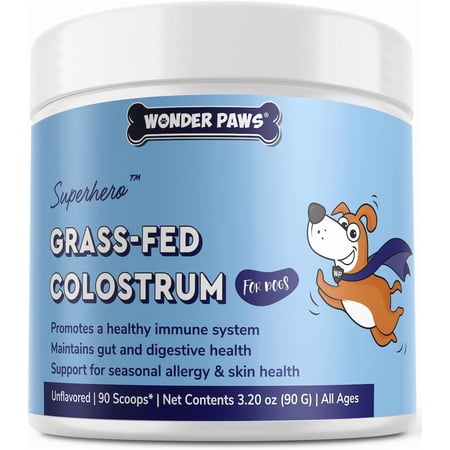 Premium Grass-Fed Pure Bovine Colostrum for Dogs-Immune System, Allergy, Skin & Itch Relief-3.20oz