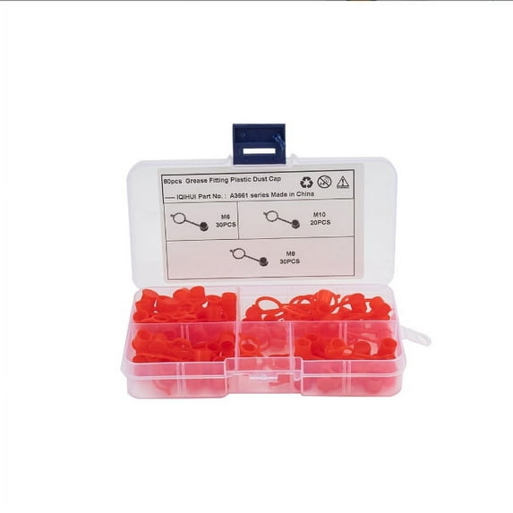 Premium Grease Fitting Caps, Acid Resistant Dust Cover For Automotive Industrial Use, Inner Rib Design Ensures Secure Fit, High Hardness Plastic Zerk Fitting Kit, 80 Pieces